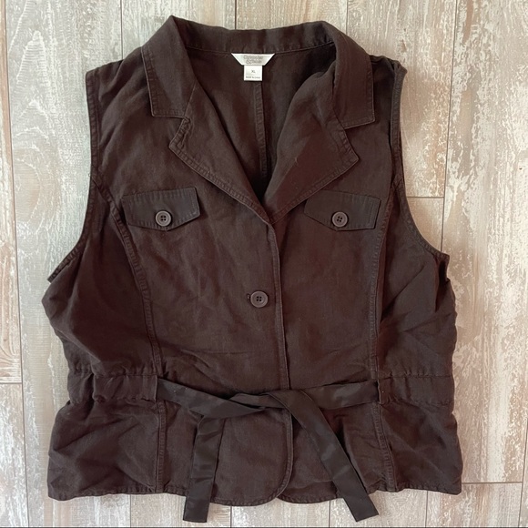 Christopher & Banks Tops - Christopher and Banks brown linen buttoned vest